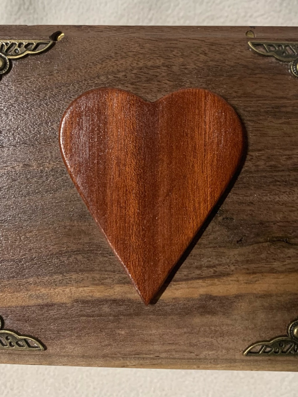 Jewelry box of Black Walnut; hand crafted.